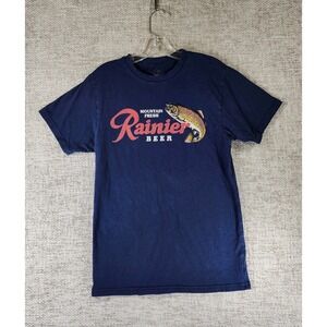 Mountain Fresh Rainier Beer T-Shirt by American Needle Unisex S Navy Fish Trout